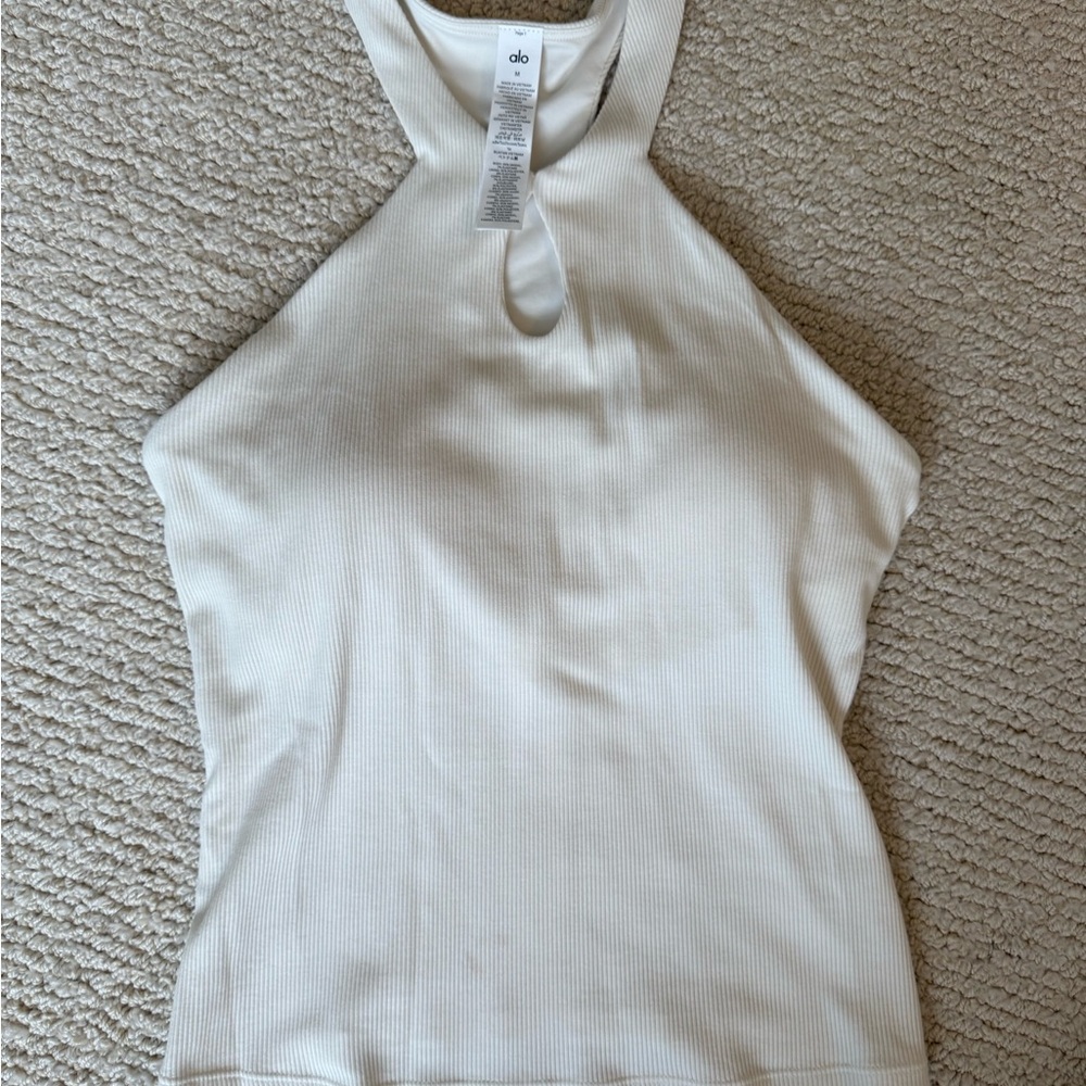 ALO Yoga White Ribbed Tank Top